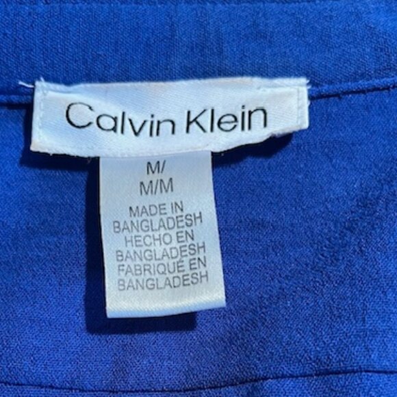 Calvin Klein Blue Blouse W/ Shoulder Epaulets and Front Pockets- Size M - Picture 6 of 8